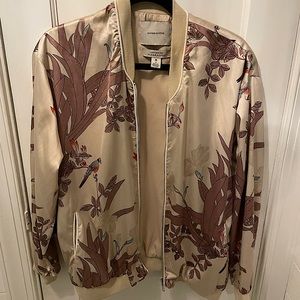 Maison Scotch by Scotch & Soda Silk Bomber Jacket in Champagne, Floral